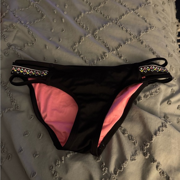 PINK Victoria's Secret Black and Pink Bikini Bottom - Picture 1 of 2